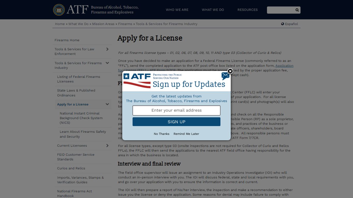 Apply for a License - Bureau of Alcohol, Tobacco, Firearms and Explosives
